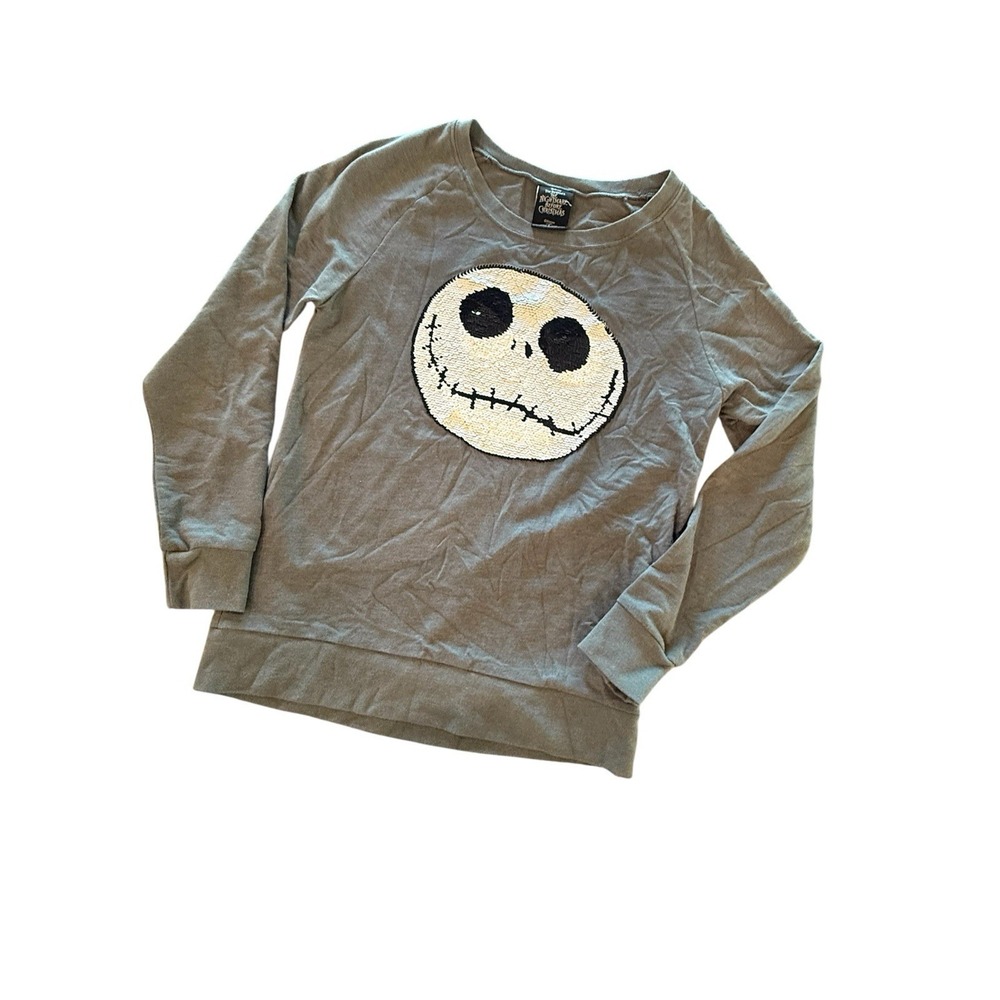 Nightmare Before Christmas Jack Skellington Flip Sequin Long Sleeve T-shirt Sm